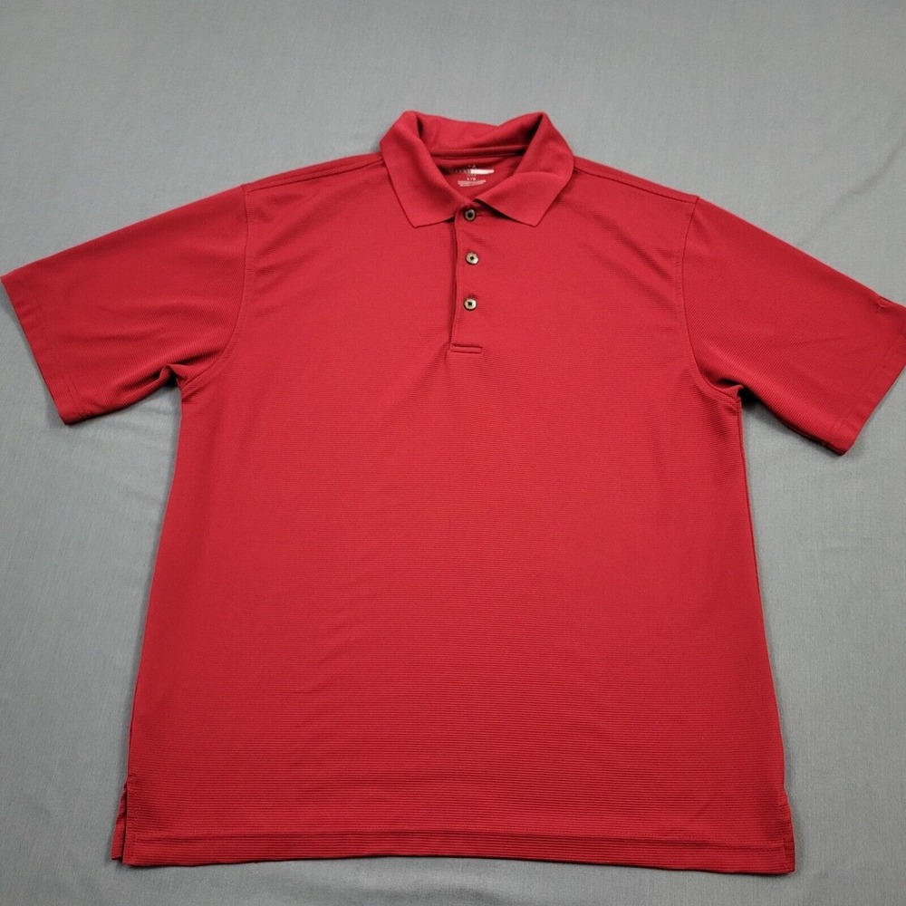 Grand Slam Golf Mens Large Red Ribbed Short Sleeve Performance Polo Shirt L
